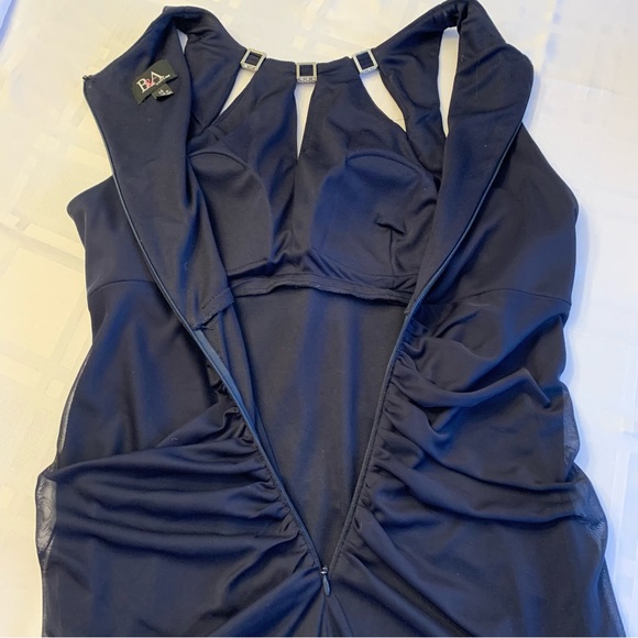 Betsy & Adam 💖 Rhinestone Accent Formal Ruched Navy Gown Womens 14 - Picture 14 of 16